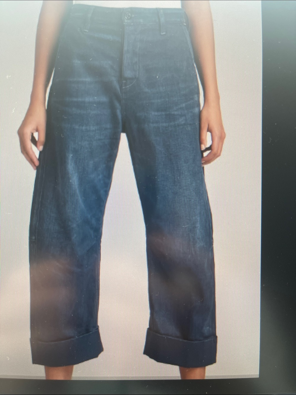 G-Star Wide Leg Cropped Jeans in Dark Blue